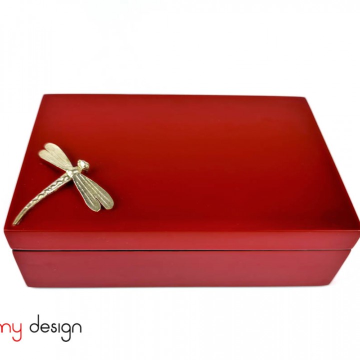  Red rectangle box with dragonfly11*17*H5cm